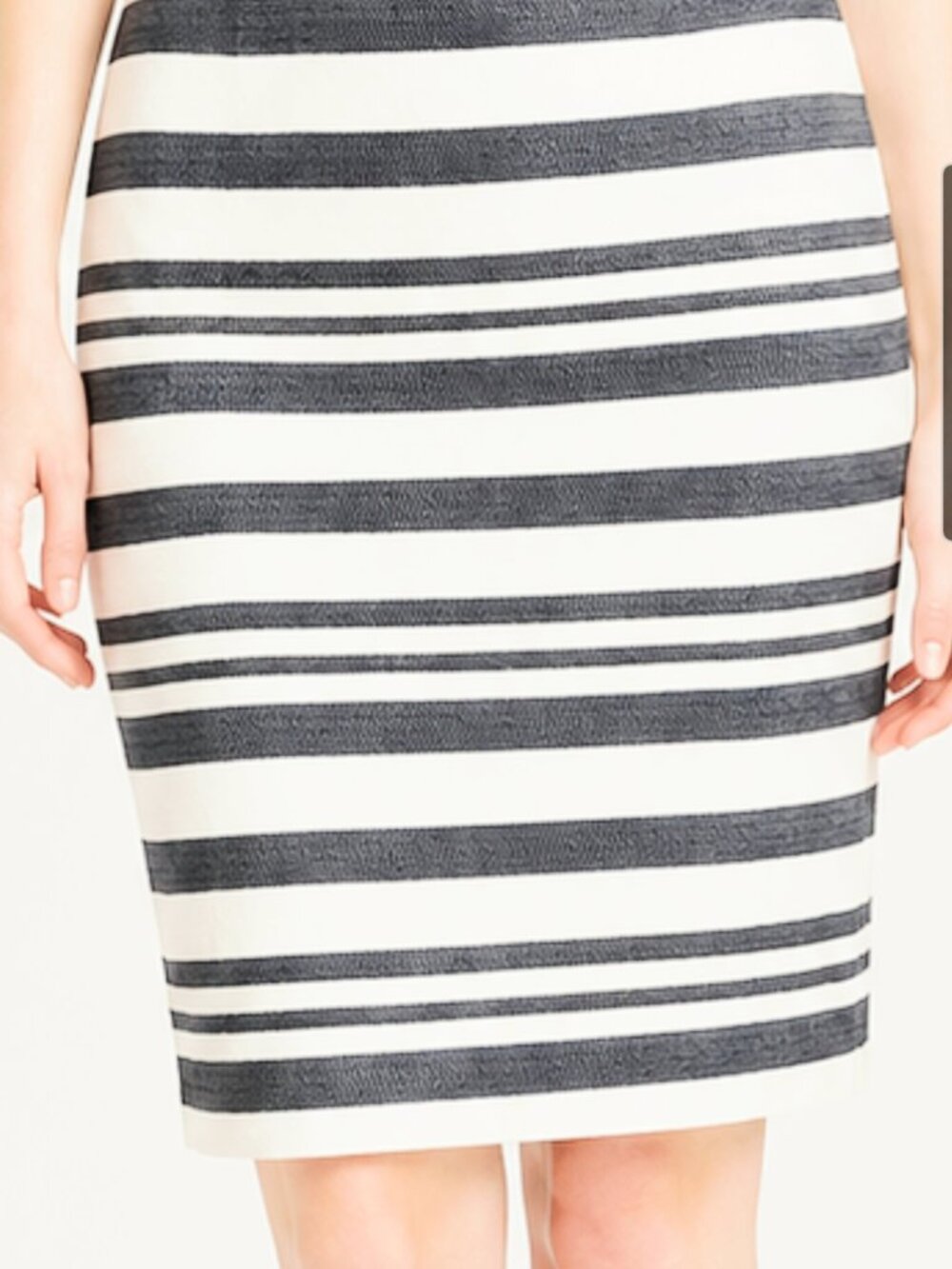 J Crew | White Ivory Navy Stripe Pencil Skirt 8